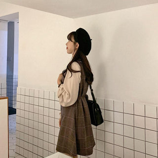 Plaid Button Shirt Dress ALODIA STORE