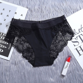 3Pcs/Lot Lace Panties Sets Ice Silk Seamless Underwear Female Transparent  Briefs Mid-Rise Lady Panty Woman Lingerie ALODIA STORE