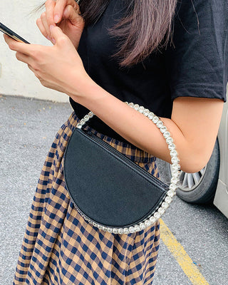 Luxury Colored Diamond Half Moon Women Purses and Handbags Evening Bag Serpentine Designer Party Clutch Bag Chic Wedding Bag ALODIA STORE