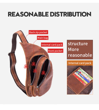 BULLCAPTAIN Leather Crossbody Bag Men Crazy Horse Leather Chest Bags New Fashion Multi-function card bag's mobile phone bages ALODIA STORE