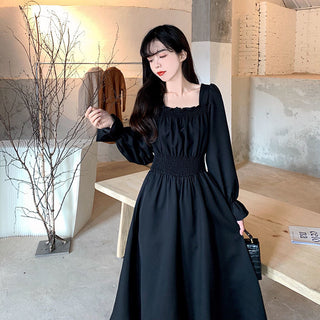 QWEEK Vintage Black Dress Women French Elegant ALODIA STORE