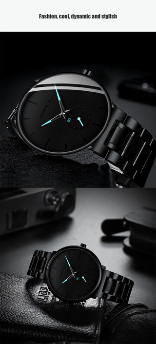 CRRJU Mens Watches Stainless Steel Men's Wrist Watch Casual Luxury Waterproof Sport Watch for Men Quartz Watch Relogio Masculino ALODIA STORE