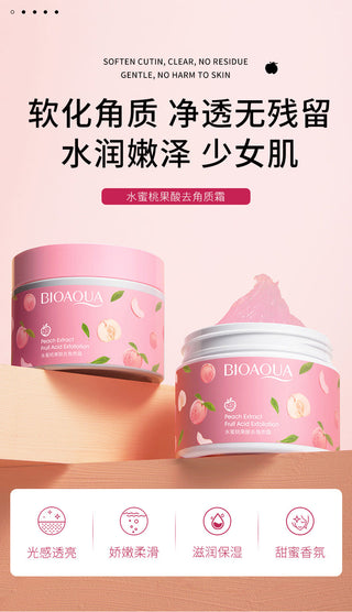 Bioaqua Peach fruit acid scrub clean pore water tender moist improve dry moisture to keratin ALODIA STORE