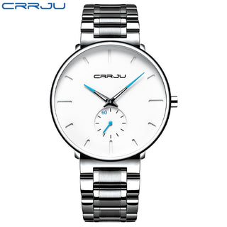 CRRJU Mens Watches Stainless Steel Men's Wrist Watch Casual Luxury Waterproof Sport Watch for Men Quartz Watch Relogio Masculino ALODIA STORE