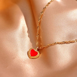 Flatfoosie Fashion Charm Heart-shaped Pendant Necklace For Women Gold Color Twisted Chain Necklace Jewelry Friendship Gifts ALODIA STORE