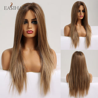 EASIHAIR Straight Blonde Lace Front Synthetic Wigs with Baby Hair Long Women's Lace Wigs High Density Natural Wig Heat Resistant ALODIA STORE