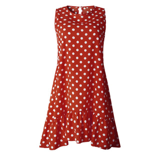 Summer dress Polka Dot Sleeveless Beach Mini Dress ALODIA STORE
