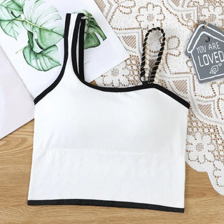 Fashion Top With hemp rope Women Tanks With Chest Pad Tees T Shirt CropTop Knitted Clothing Sexy Girls For Women Black ALODIA STORE