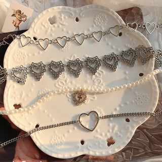 Kpop Vintage Harajuku Goth Metal Heart Neck Chains Choker Grunge Necklaces For Women Egirl Cosplay Aesthetic Accessories Jewelry ALODIA STORE