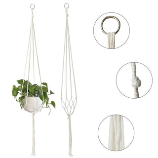 Macrame Handmade Plant Hanger Baskets Flower Pots Holder Balcony Hanging Decoration Knotted Lifting Rope Home Garden Supplies ALODIA STORE