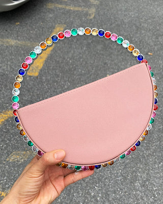 Luxury Colored Diamond Half Moon Women Purses and Handbags Evening Bag Serpentine Designer Party Clutch Bag Chic Wedding Bag ALODIA STORE