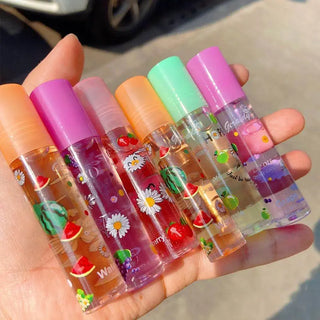 1PCS Colors Roll-on Fruit Oil Lip Balm Lip Oil Moisturizing Mirror Transparent Lip Long lasting Hydrating Lip gloss Cosmetics ALODIA STORE