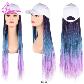 Box Braids Baseball Cap Wig 24inch Long Synthetic Braid Wigs Hat with Braiding Hair Extensions For Black Women Adjustable Size ALODIA STORE
