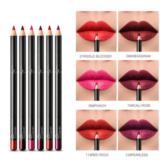 6 12Pcs/Set Waterproof Pencil Lipstick Set Pen Matte Lip Liner Long Lasting Makeup Pens Easy to Wear Non-stick Cup карандаш для ALODIA STORE