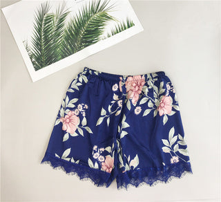 Daeyard Women's Pajamas Sexy Lingerie Silk Overall Print Cami And Shorts 2Pcs Pyjama Set Sleepwear Summer Pijama Nighty Homewear ALODIA STORE
