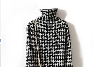 Bird lattice Turtleneck Basic Soft Sweater Dress Korean ALODIA STORE