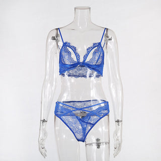 High Quantity Soft Lace Sexy Lingerie Set Women Front Closure Transparent Bra and Panties Sets Nightwear Solid Color Bra Sets ALODIA STORE