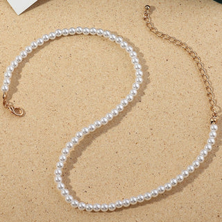 Vintage Style Simple 6MM Pearl Chain Choker Necklace For Women Wedding Love Shell Pendant Necklace Fashion Jewelry Wholesale ALODIA STORE