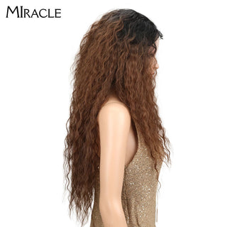 13*4 Synthetic Lace Front Wig Curly Afro Wigs Cosplay Wig Ombre Blonde Lace Front Wig For Women 30Inch Natural Wigs Miracle Hair ALODIA STORE