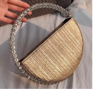 Luxury Colored Diamond Half Moon Women Purses and Handbags Evening Bag Serpentine Designer Party Clutch Bag Chic Wedding Bag ALODIA STORE