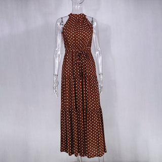 Summer Long Dress Polka Dot Casual Dresses Black Sexy Halter Strapless New 2023 ALODIA STORE