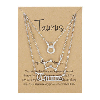 3Pcs/set 12 Zodiac Sign Necklace For Women 12 Constellation Pendant Chain Choker Birthday Jewelry With Cardboard Card ALODIA STORE