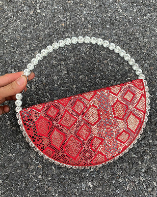 Luxury Colored Diamond Half Moon Women Purses and Handbags Evening Bag Serpentine Designer Party Clutch Bag Chic Wedding Bag ALODIA STORE