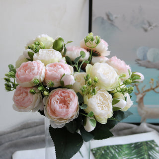 Artificial Flowers Peony Bouquet Silk Rose Vase for Home Decor Garden Wedding Decorative Fake Plants Christmas Garland Material ALODIA STORE