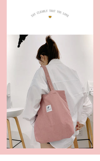 MABULA High Quality Casual Corduroy Tote Bag Environmental Soft  Shopping Bags Autumn Foldable Storage Grocery Handbag for Women ALODIA STORE