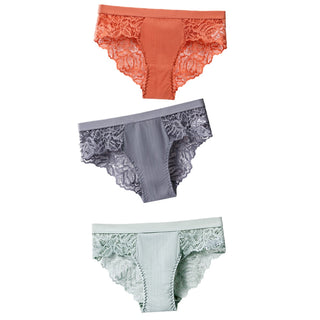 3 Pcs Cotton Panties Sexy Panty Briefs Lace Panties Women Underwear Lingerie Panties for Female Ladies Floral Pantys Underpants ALODIA STORE
