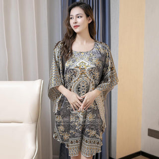 Plus Size Nightgown Sleepwear Women's Summer Nightwear Robe Lady Sexy Nightdress Silk Rayon Loose Bathrobe Gown Home Dress ALODIA STORE