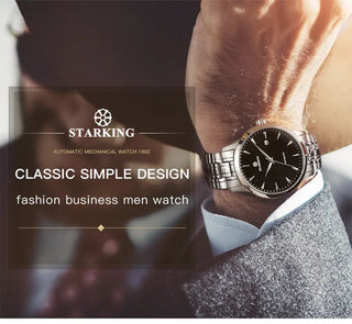 STARKING Business Men Watch 40mm Men's Mechanical Watch Simple Sapphire AM0184 2023 Calendar Ultra Thin Mechanical Watch 5Bar ALODIA STORE