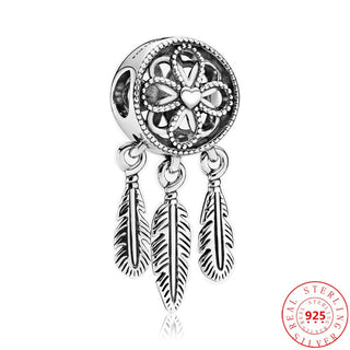 100% 925 Sterling Silver Boy Girls Feather Cat Dog Family Tree Beads Fit Original Pandora Charms Bracelet Women DIY Fine Jewelry ALODIA STORE