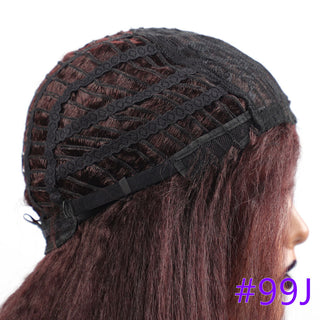 Long Kinky Straight Synthetic Wigs for Black Women Black Brown Blonde Ginger Red White Hair Afro Wigs Synthetic STW Hair Wigs ALODIA STORE