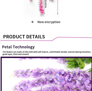 12Pcs Wisteria Artificial Flower Rattan Wreath Arch Wedding Home Garden Office Decoration pendant Plant Wall Decoration ALODIA STORE