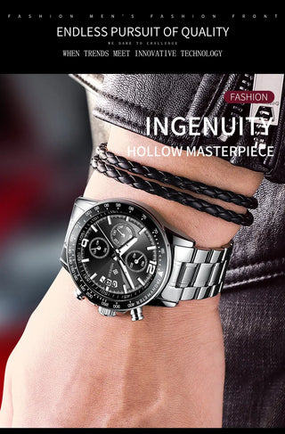 WISHDOIT New Fashion Men's Watch Top Luxury Brand Watch 30m Waterproof Luminous Stainless Steel Men's Watch Reloj hombre ALODIA STORE