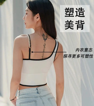 Fashion Top With hemp rope Women Tanks With Chest Pad Tees T Shirt CropTop Knitted Clothing Sexy Girls For Women Black ALODIA STORE