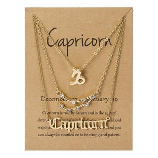 3Pcs/set 12 Zodiac Sign Necklace For Women 12 Constellation Pendant Chain Choker Birthday Jewelry With Cardboard Card ALODIA STORE