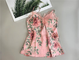 Daeyard Women's Pajamas Sexy Lingerie Silk Overall Print Cami And Shorts 2Pcs Pyjama Set Sleepwear Summer Pijama Nighty Homewear ALODIA STORE