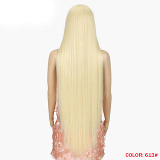 38 inch Straight Hair Synthetic Lace Front Wigs For Women High Temperature Fiber Ombre Blonde Highlight Cosplay Wig FASHION IDOL ALODIA STORE