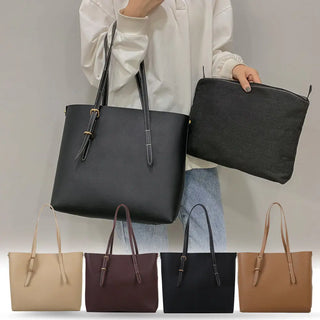 2pcs/Set PU Leather Handbag Women Large Capacity Casual Shoulder bags