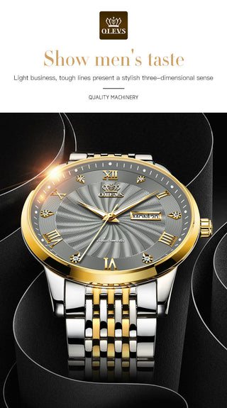OLEVS Top Brand Automatic Mechanical Men Watch Threaded Dial Waterproof Stainless Steel Strap Classic Men's Watches Luxury ALODIA STORE