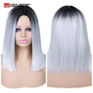 Wignee Straight Short Hair Synthetic Wigs For Women Heat Resistant Ombre Daily Soft Hair Glueless Daily Fiber Wigs Red Hair ALODIA STORE