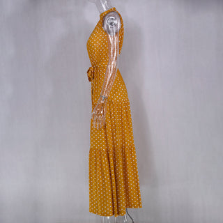 Summer Long Dress Polka Dot Casual Dresses Black Sexy Halter Strapless New 2023 ALODIA STORE