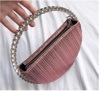 Luxury Colored Diamond Half Moon Women Purses and Handbags Evening Bag Serpentine Designer Party Clutch Bag Chic Wedding Bag ALODIA STORE