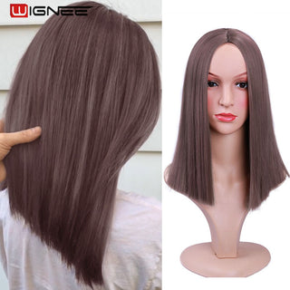 Wignee Straight Short Hair Synthetic Wigs For Women Heat Resistant Ombre Daily Soft Hair Glueless Daily Fiber Wigs Red Hair ALODIA STORE