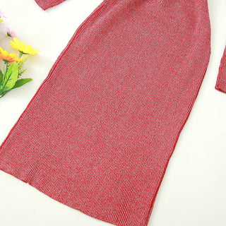 YuooMuoo Ins Fashion Shining V Neck Knitted Dress Women ALODIA STORE