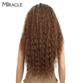 13*4 Synthetic Lace Front Wig Curly Afro Wigs Cosplay Wig Ombre Blonde Lace Front Wig For Women 30Inch Natural Wigs Miracle Hair ALODIA STORE