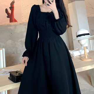 QWEEK Vintage Black Dress Women French Elegant ALODIA STORE