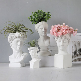 Nordic Creative Portrait Vase Human Head Resin David Medici Venus Statue Modern Nordic Decoration Decoration Home Decoration ALODIA STORE